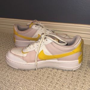 Womens Air Force ones. Size 9.5. Yellow and light pink!